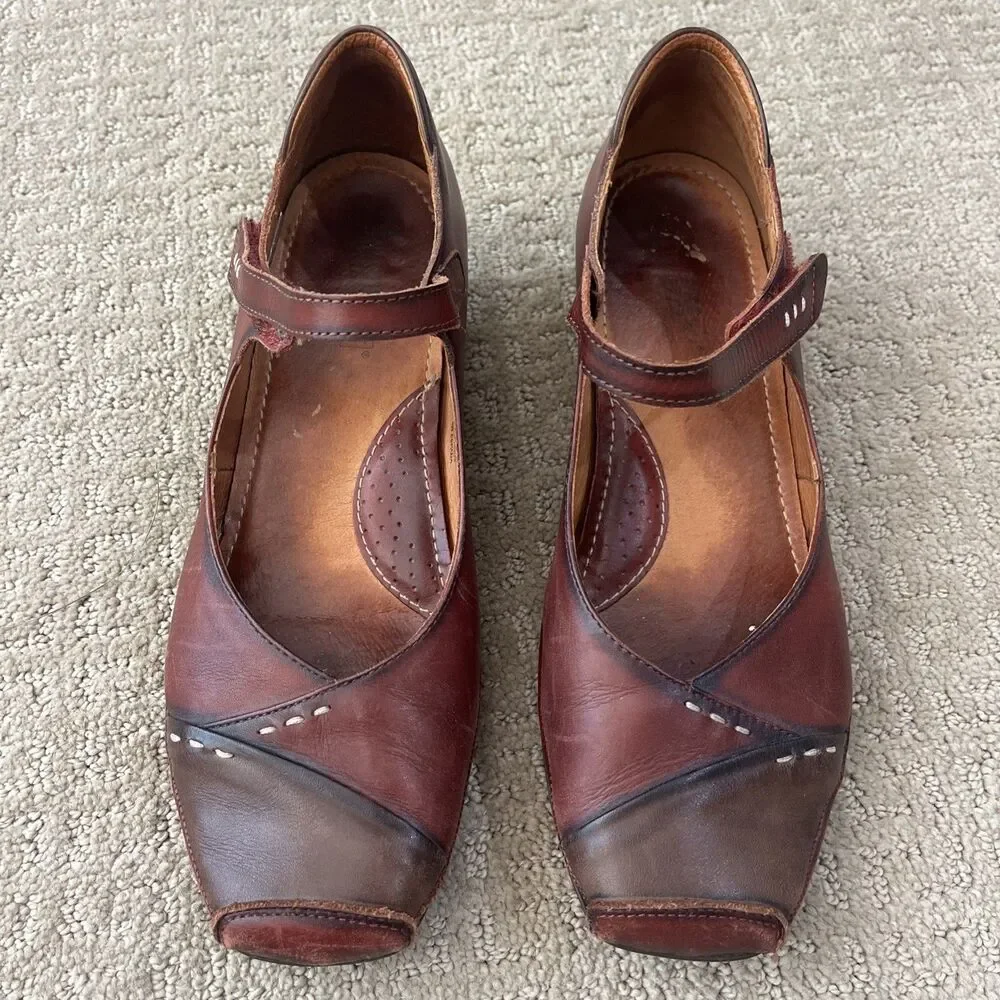 PIKOLINOS Shoes Mary Jane Pumps Gandia Arcilla Burgundy Leather Women's 41/10.5